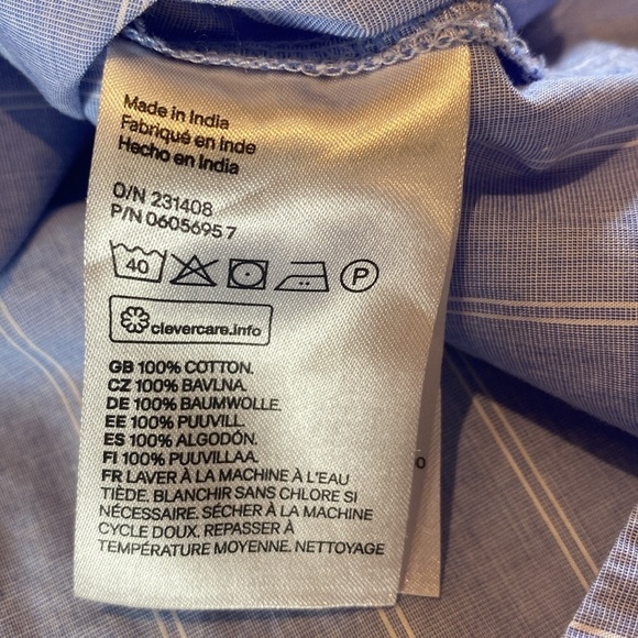 H&M Cotton L/S Button Down Oxford Oversized Pin Stripe Shirt Blue White Size 10 - Picture 6 of 8